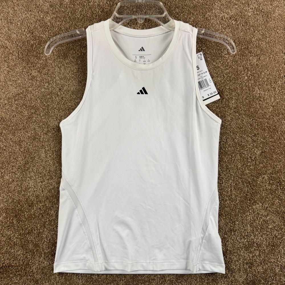 Adidas WTR D4T TK Slim Training Tank Top White IY9171 Womens Small NEW